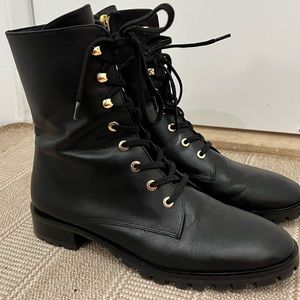 Stuart Weitzman Laine Leather Combat Boots 7.5. EUC!!! ✨✨✨